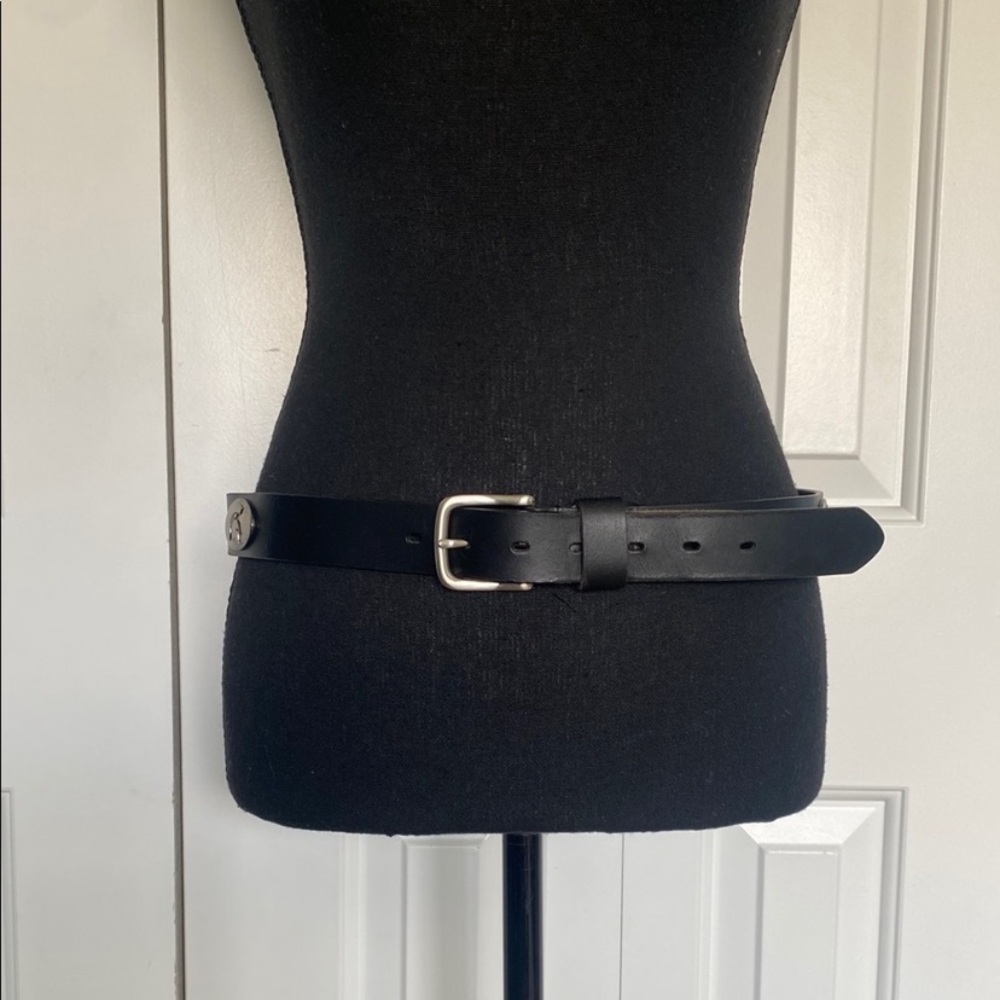 Michigan State University Stylish Black & Silver Top Grain Leather Belt Size 34